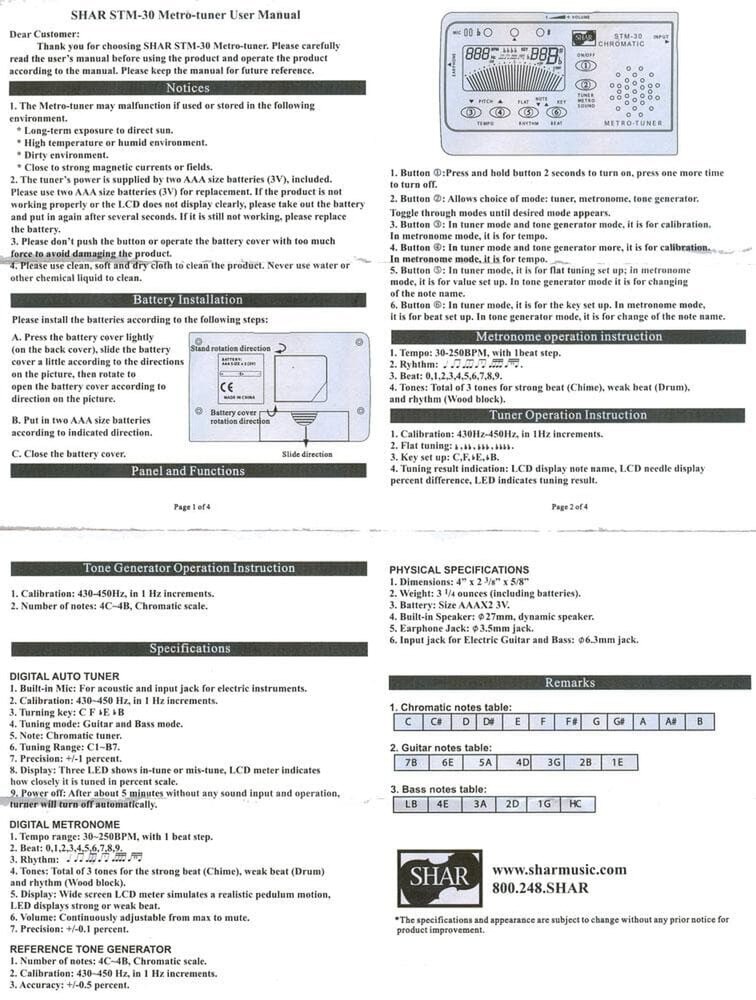 Shar Metro Tuner